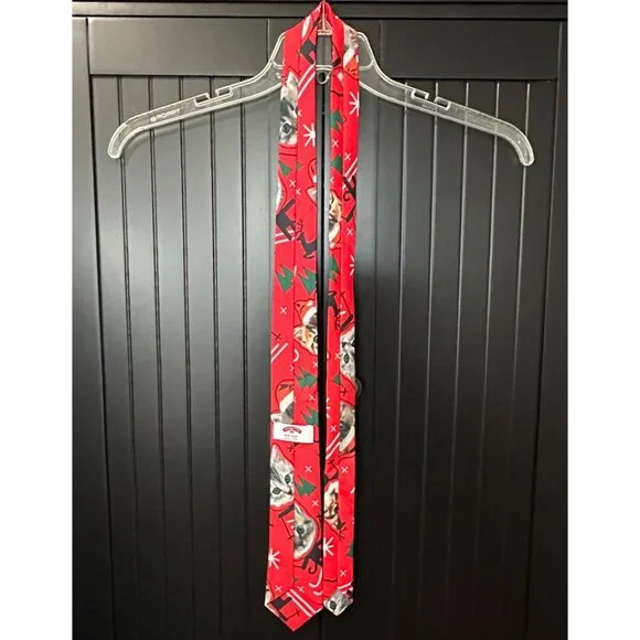 Holiday Time Men’s Christmas Cat Blazer & Tie Set Red Small Funny Novelty Quirky - Picture 6 of 9